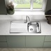 Earlsburn Single Bowl Reversible Inset Stainless Steel Kitchen Sink Lynstone Polished Chrome Swan Neck Mixer Kitchen Tap