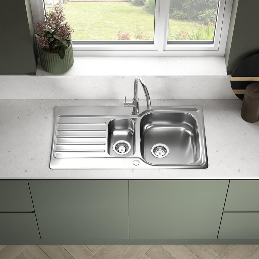 Earlsburn 1.5 Bowl Reversible Stainless Steel Kitchen Sink 