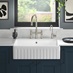 Ceramic Fluted Winterburn Butler 800 Single Bowl Sink in Chelford Marine Blue Kitchen