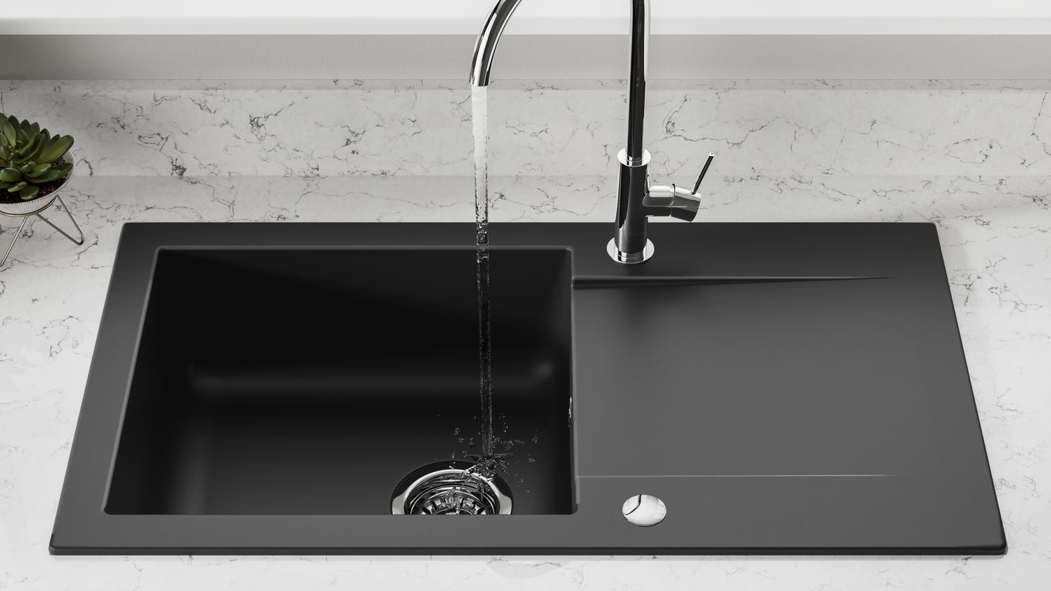 Black standard composite single bowl sink