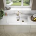 1.5 Bowl White Composite Sink With Brass Waste Kit, Senna Brass Tap in a Clerkenwell Sandstone Kitchen