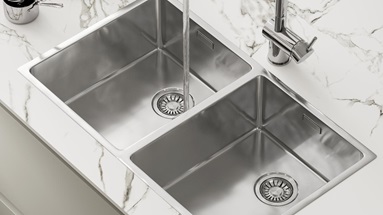 Franke Maris double bowl sink detail