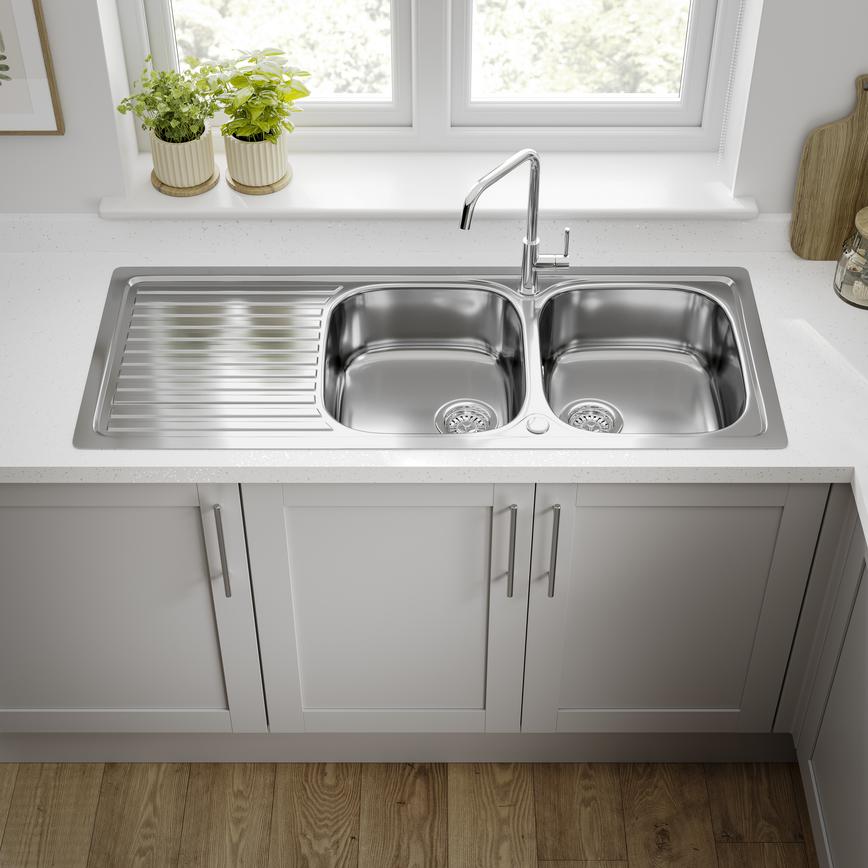 Foremark Double Bowl Sink Witney Dove Grey