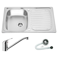 Stainless Steel Compact Single Bowl Sink and Chrome Arno Tap