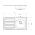 Single Bowl Left Hand Inset Stainless Steel Kitchen Sink Line Drawing