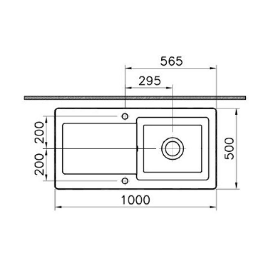 Hallington Single Bowl Reversible Inset Ceramic White Kitchen Sink Line Drawing