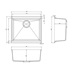 Chasewater Single Bowl No Drainer Inset/Undermount Granite Composite Fossil Kitchen Sink Line Drawing
