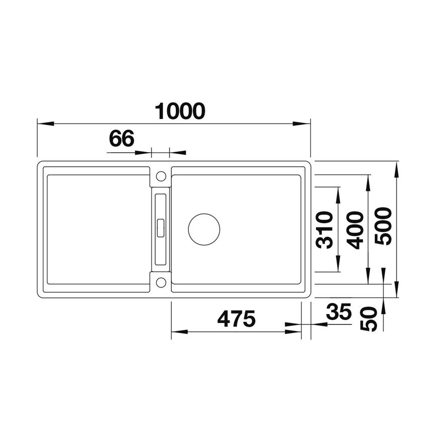 Blanco Adira Single Bowl Kitchen Sink Line Drawing