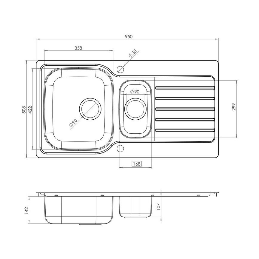 Rangemaster Earlsburn Sink Line Drawing
