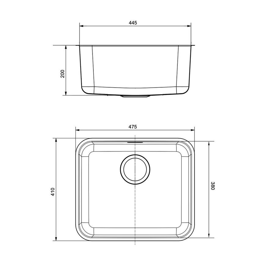 Franke Bell Single Bowl Sink Line Drawing