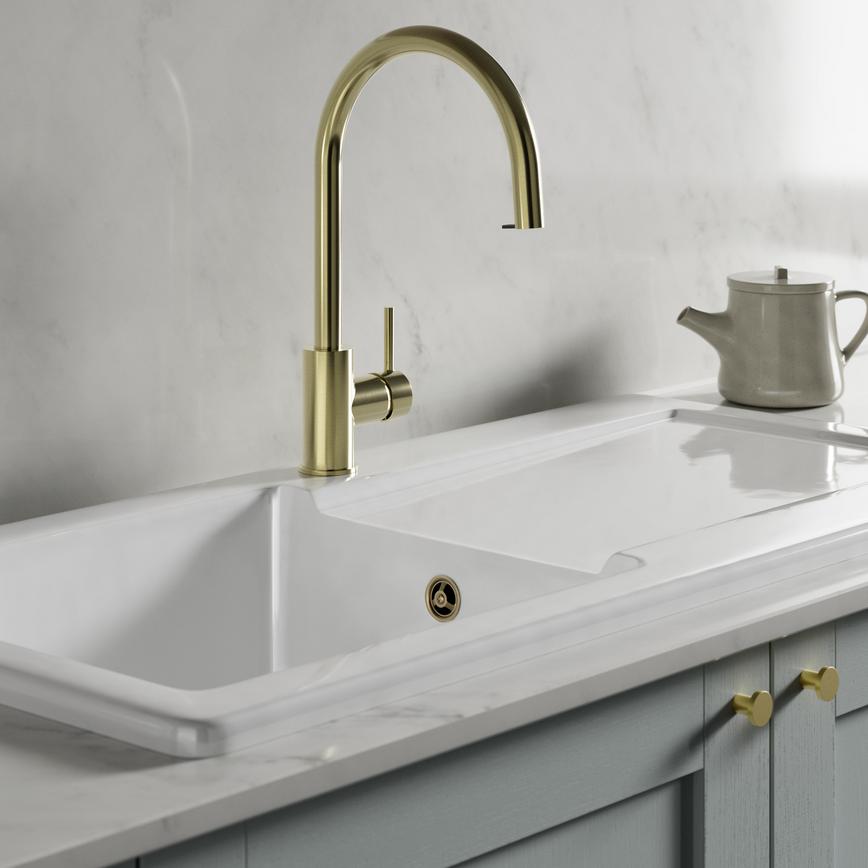 Radstone Swan Neck SL Pullout in Halesworth Dusk Blue Kitchen