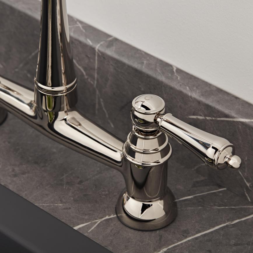 Polished Nickel J Spout Bridge Tap Handles