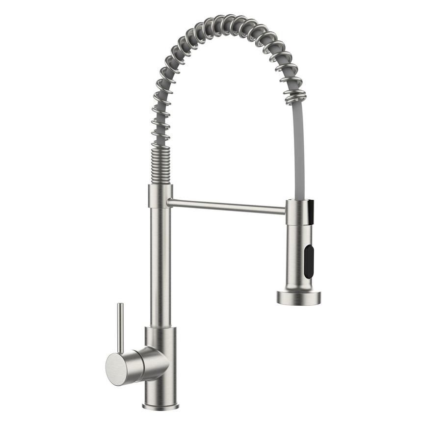Alvo Professional Brushed Nickel J Spout Pull Out Kitchen Tap 