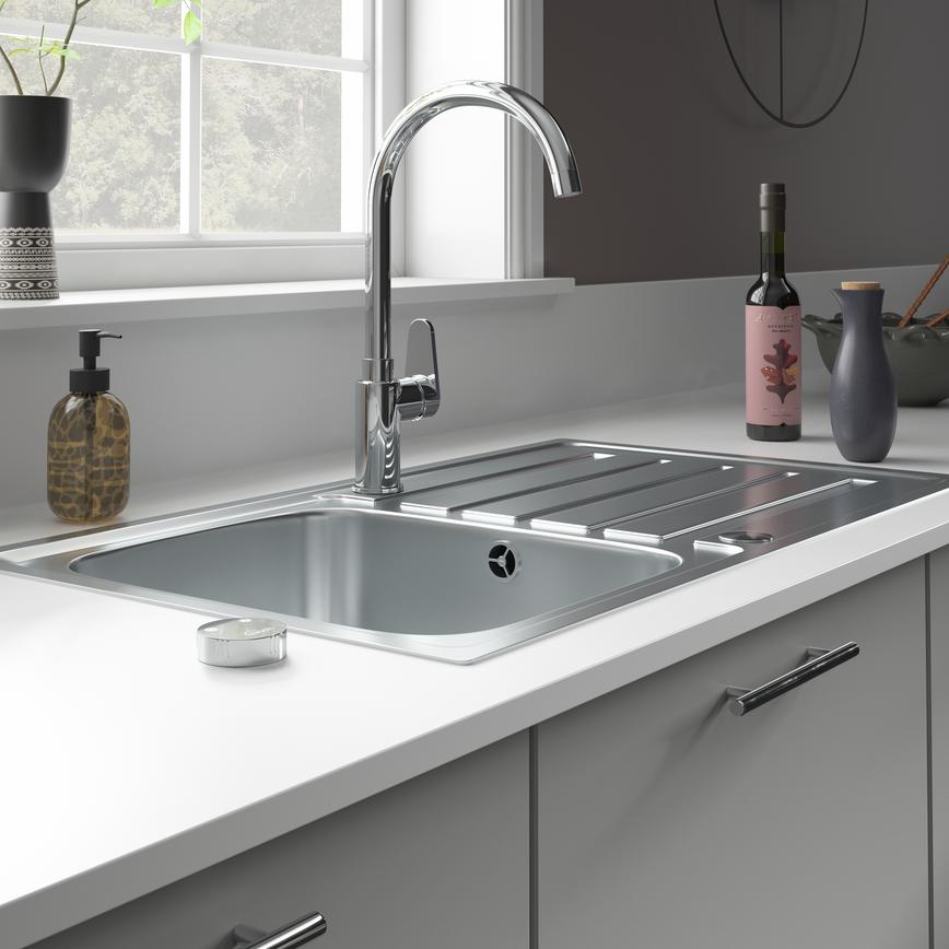 TAP1123 Nevola Single Lever on SNK6962 Axel Single Bowl Inset Sink & TAP1141 Swich Filtered Add-on  Cameo