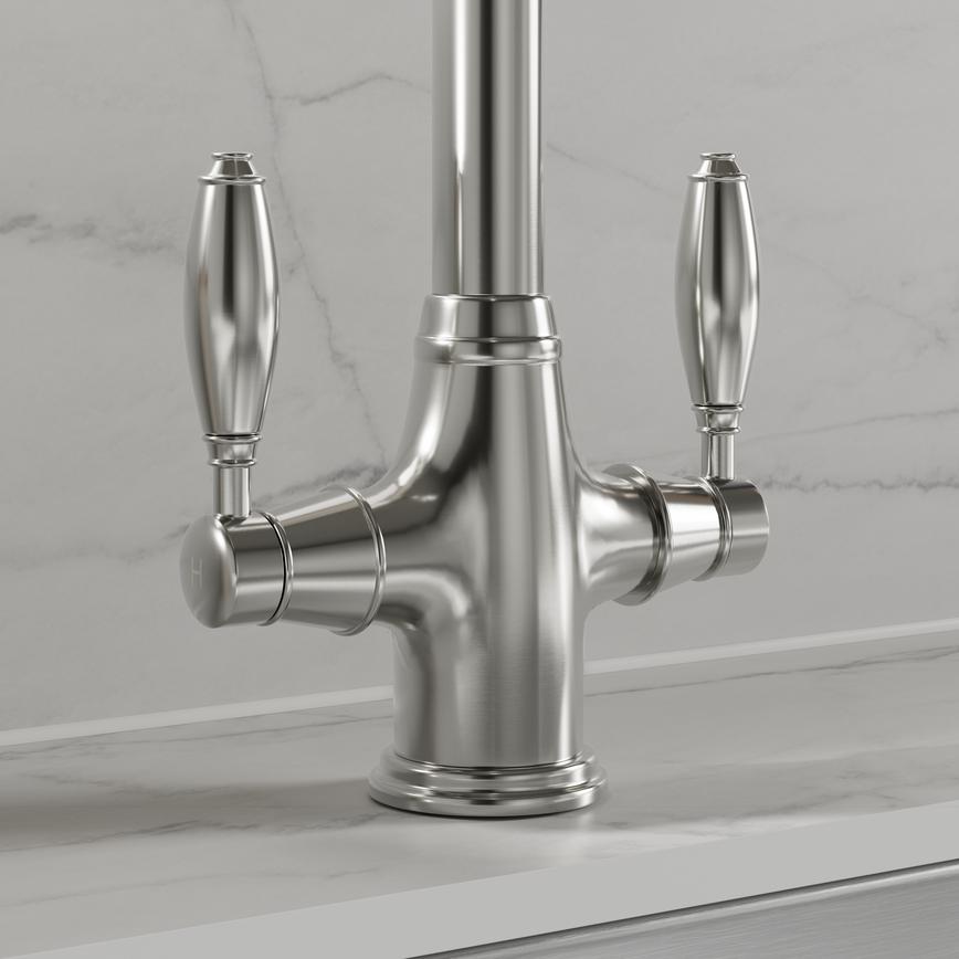 Victorian Brushed Nickel Traditional Kitchen Tap Handles