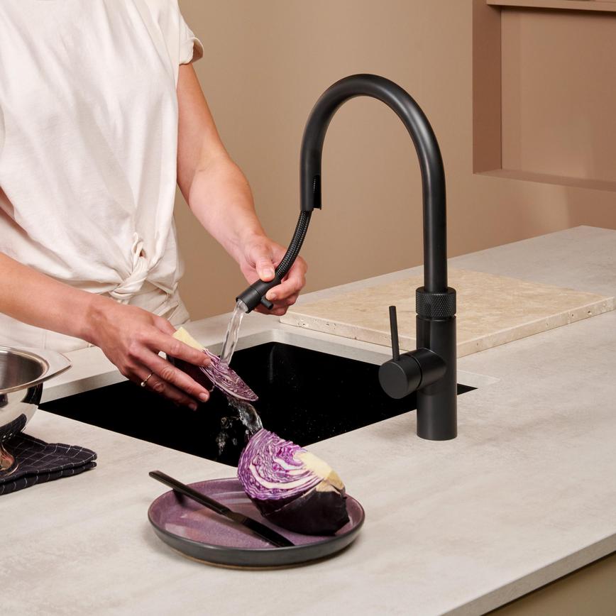 Quooker Flex Black Tap Pull Out Washing Vegetables