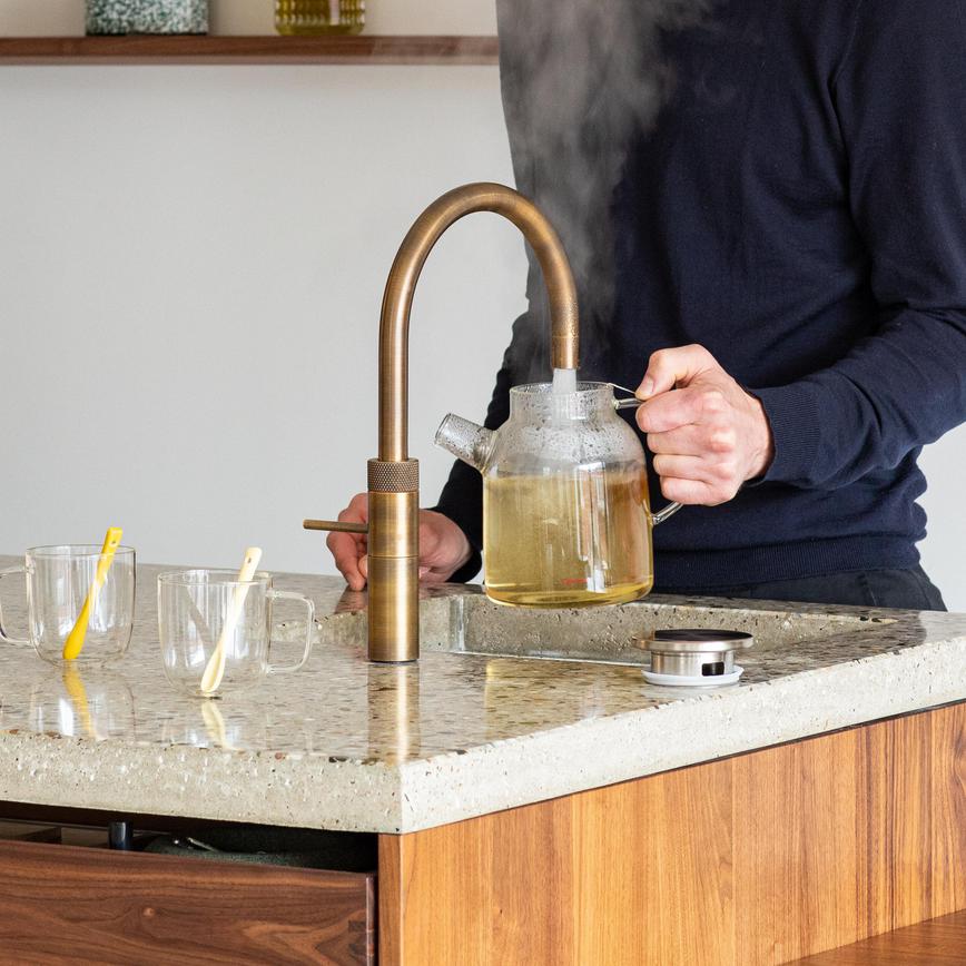 Quooker Fusion Round Patinated Brass Boiling Water Tap
