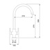 Franke Lina Polished Chrome Swan Neck Mixer Kitchen Tap Line Drawing