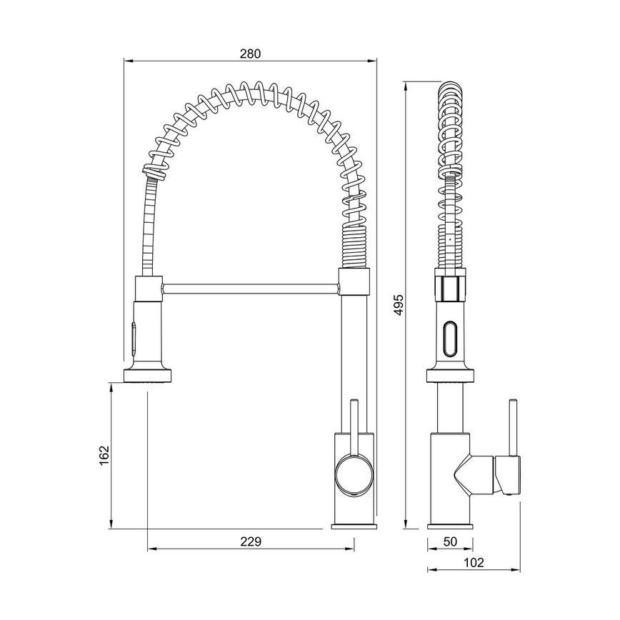 Alvo Professional Nickel Pull Out Tap Line Drawing