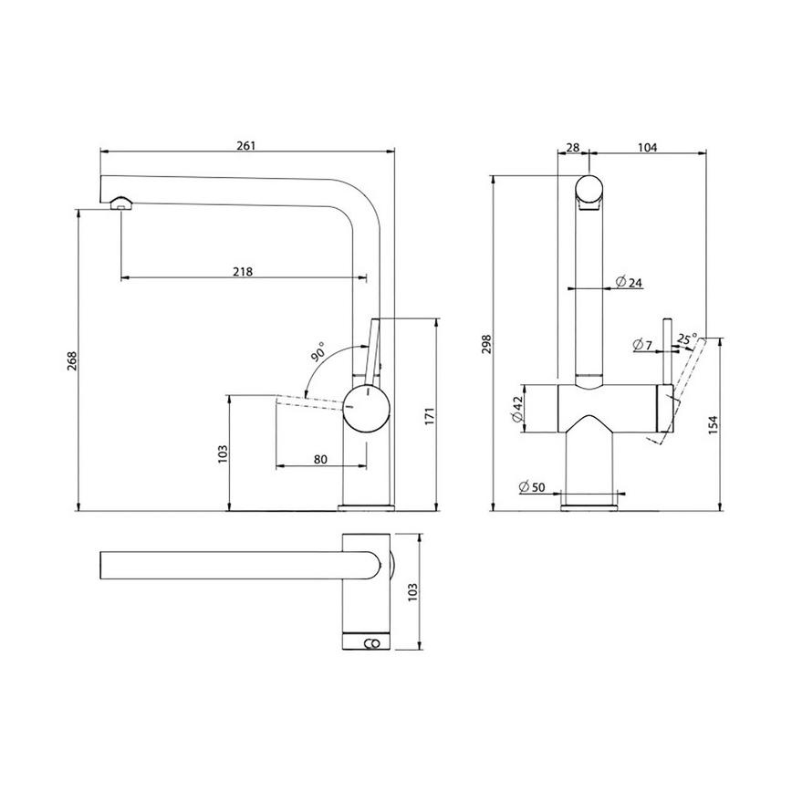 Sennen Black Mixer Tap Line Drawing