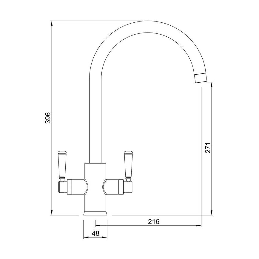 Garda Nickel Mixer Tap Line Drawing