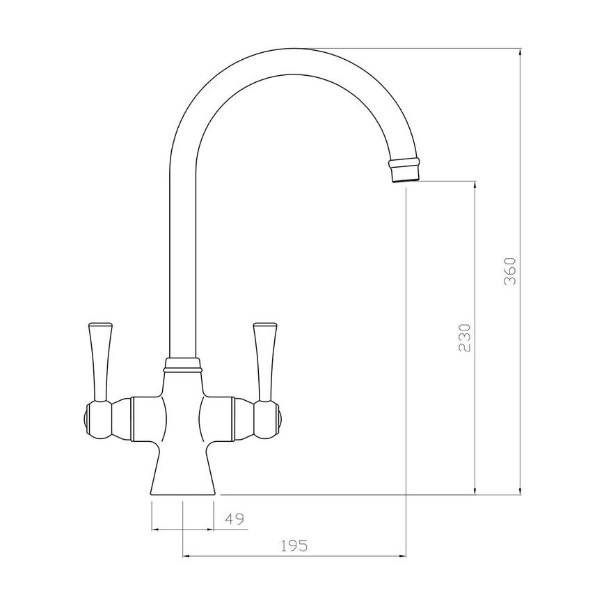 Adra Nickel Mixer Tap Line Drawing
