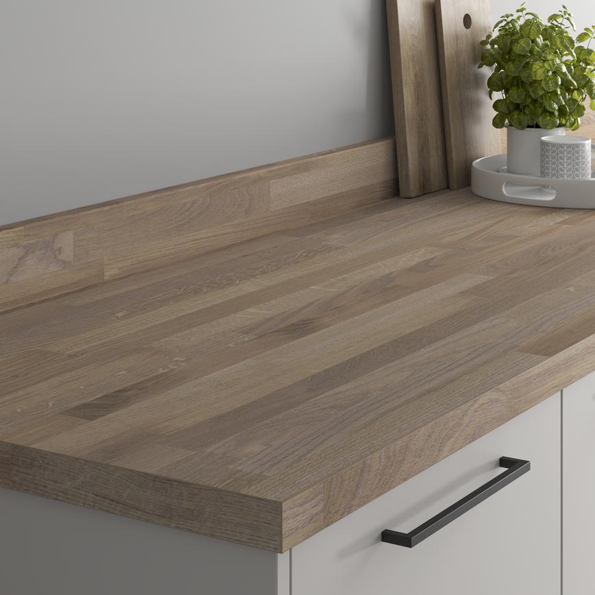 Authentic Oak Block Effect Square Edged Worktop and Upstand