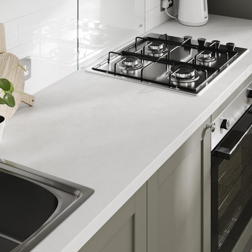 Arctic Stone Bullnose Worktop with Stainless Steel 4 Burner Gas Hob