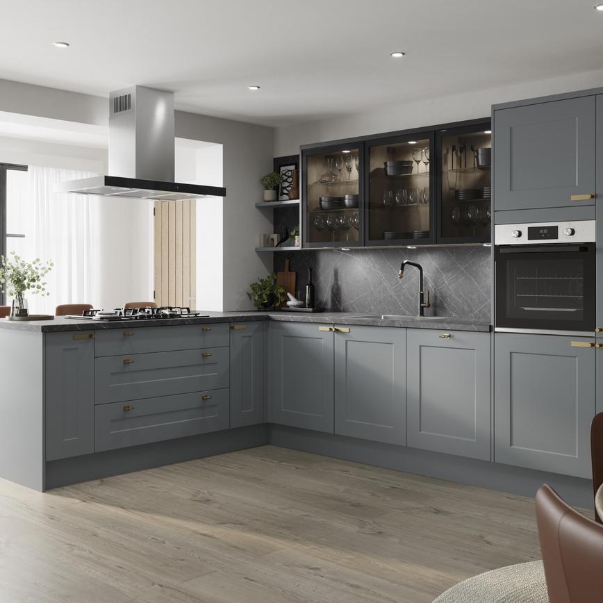 Grey Marble Laminate Worktop Set Shot