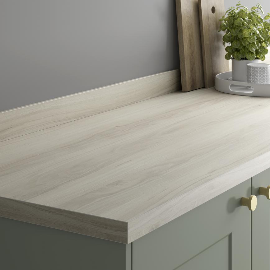 Howdens 3m x 38mm Square Edge Washed Oak Laminate Worktop