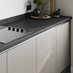 Howdens 3m x 38mm Square Edge Black Granite Effect Laminate Worktop Featuring Greenwich Handleless Croft Grey