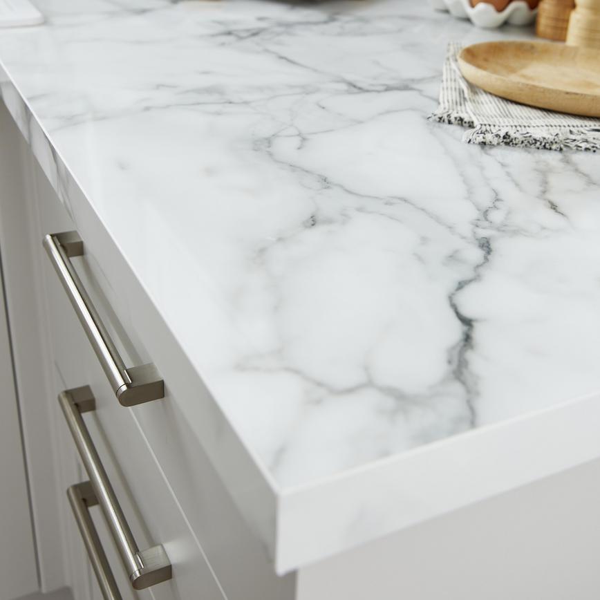 Square Edge Calacatta marble Worktop profile view