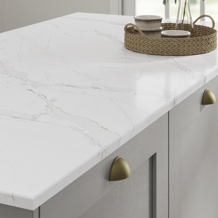 Chilcomb Dove Grey Calcatta Gold Worktop Cameo