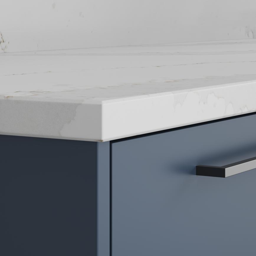 Calcutta Marmo Quartz Worktop Bevel