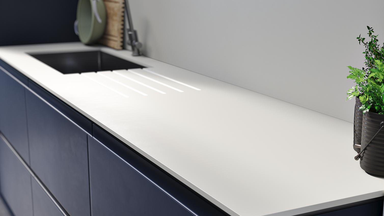 Super Matt White (White core) compact laminate worktop