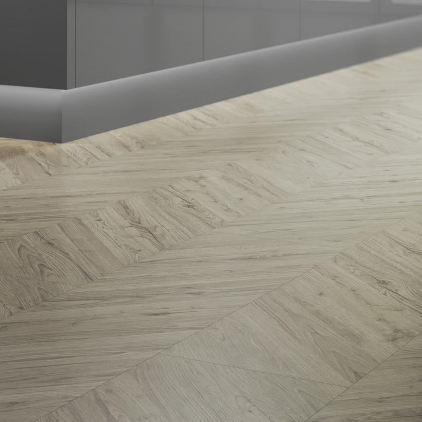 Howdens Light Oak Chevron Flooring