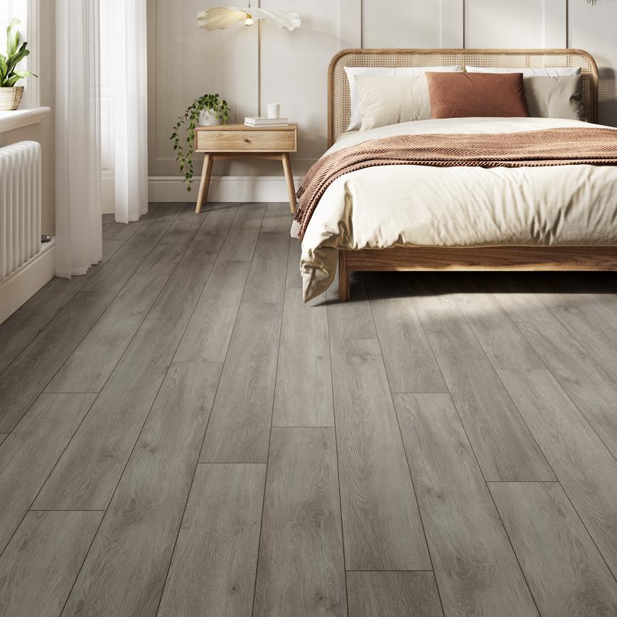 Premium LVT Pearl Grey Oak Bedroom