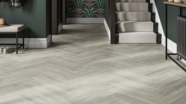 H-Bone Rigid Vinyl Frosted Oak Hallway