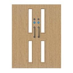 Howdens Llandow Oak Foil Flush 16G Glazed Fire Door FD30