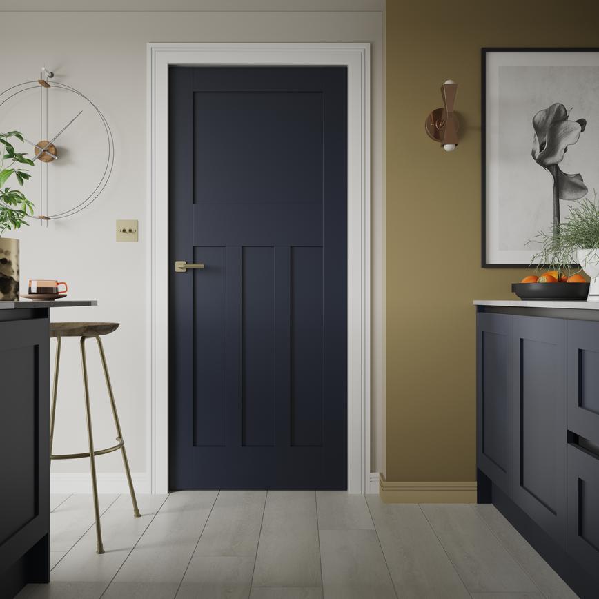 Howdens 1930s 6'6" x 2'9" White Primed 3 Panel Door Closed