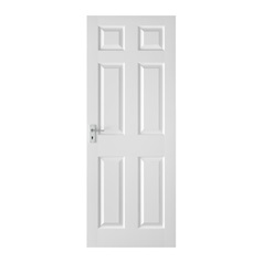 Howdens Colonial 6'6" x 2'6" x 44mm White Grained 6 Panel Moulded FD30 Fire Door