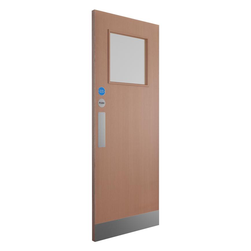 Howdens Spey 6'6" Plywood G/O Clear Glazed Flush FD30 Fire DoorAngle View