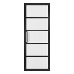 Howdens Lennox Black Pre-Finished Reeded Glazed Door