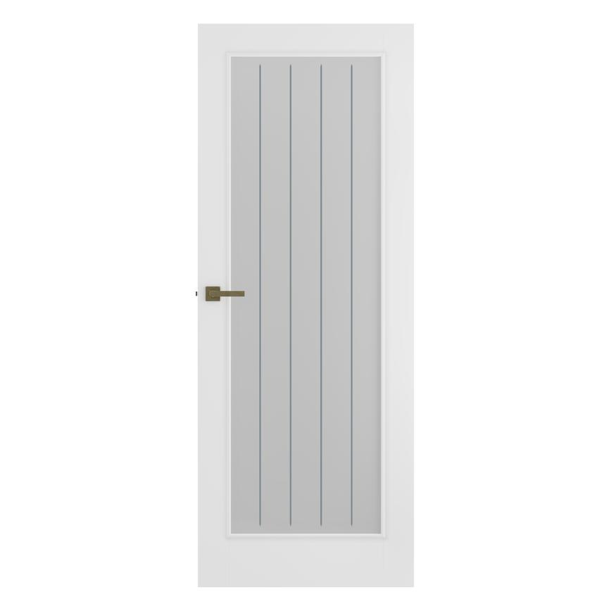 Howdens Dordogne White Smooth Moulded Frosted Glazed Door