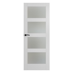 Howdens Shaker White Primed 4 Panel Frosted Glazed Door