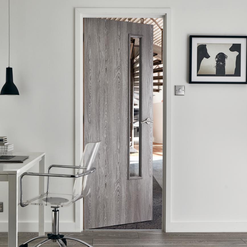 20G Light Grey Oak Glazed Foil Door