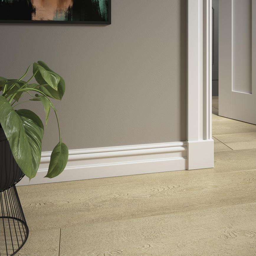 Howdens Chamfered 180mm x 80mm White MDF Plinth Block