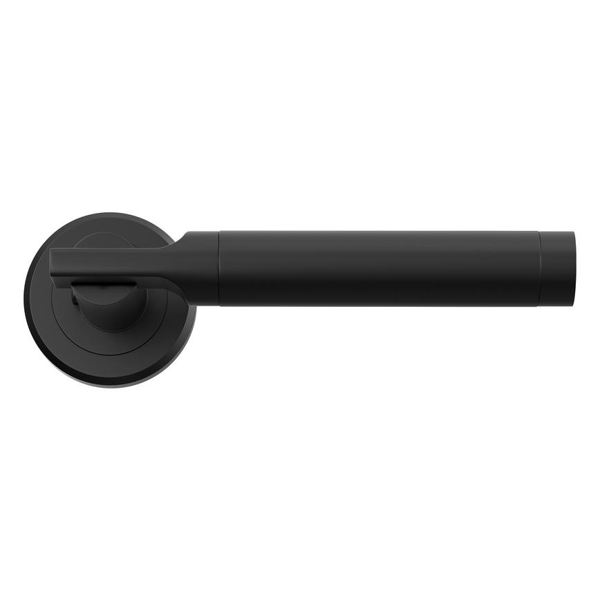 Carlisle Brass Serozzetta Azul Matt Black Fire Rated Lever on Rose Door Handle Pair