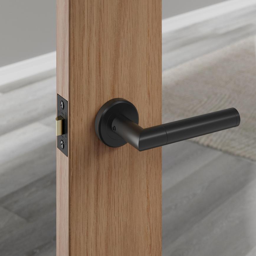 Carlisle Brass Serozzetta Trend Matt Black Fire Rated Lever on Rose Door Handle Pair