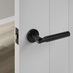 Carlisle Brass Serozzetta Azul Matt Black Fire Rated Lever on Rose Door Handle Pair
